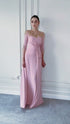 Pink pleated skirt with gold beading gown